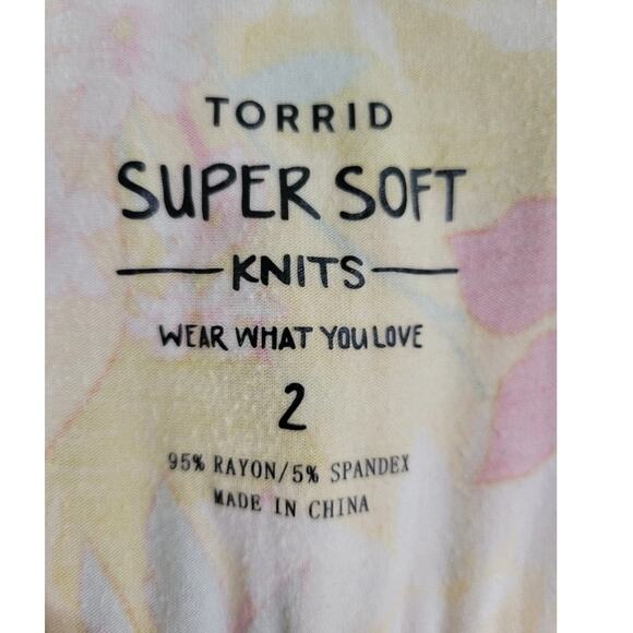 Torrid Midi Super Soft Tiered Dress Women's Plus Size 2x Yellow Floral Summer - Picture 15 of 15